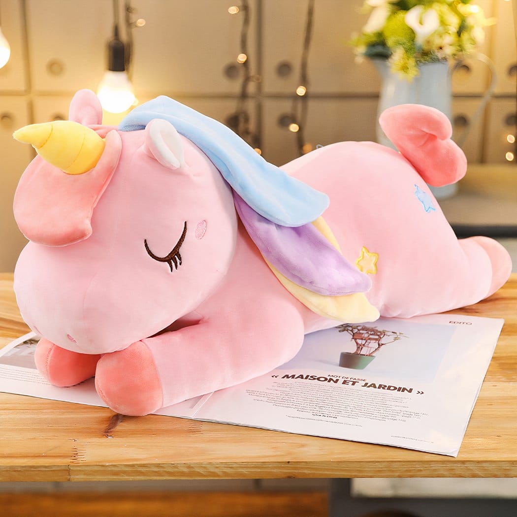1 Meter Hoge Knuffel Eenhoorn Met Slaapkussen Voor Kinderen De Knuffel roze / 100cm
