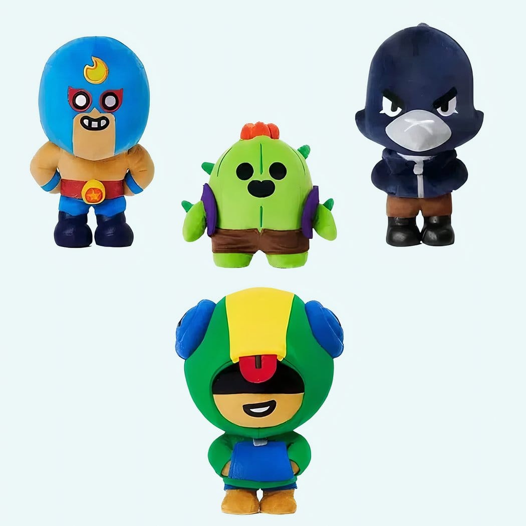 Mega Pakket Knuffels Brawl Stars Leon Spike Crow El Primo Circa 25 cm De Knuffel