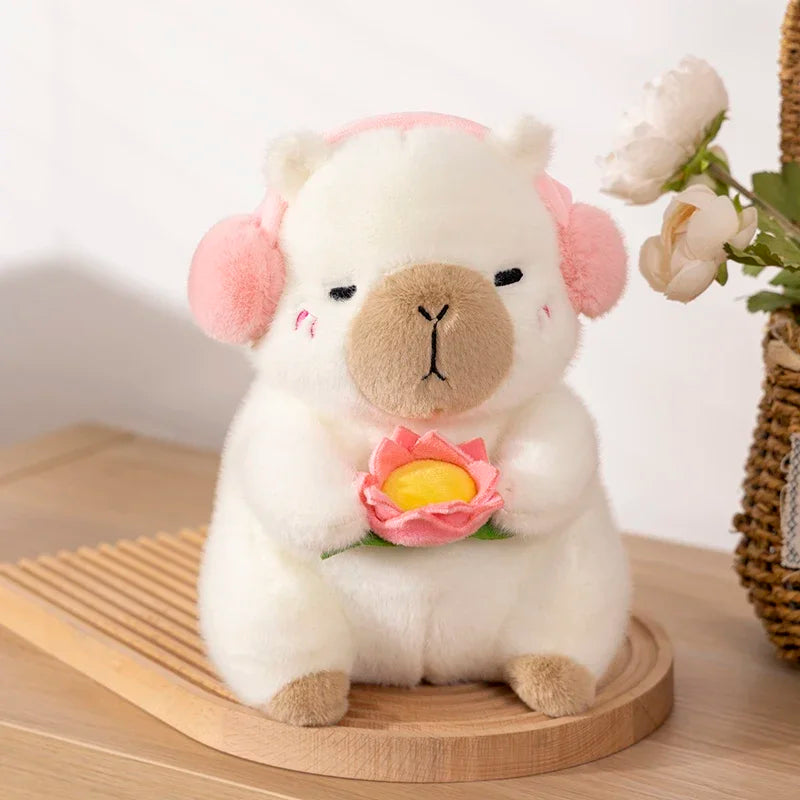 Capybara met Lotusbloem Knuffel 25 cm | Zen Capybara in 4 Kleuren