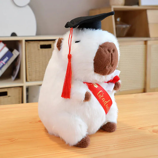 Afstudeer Capybara Knuffel 25 cm | Geslaagd Cadeau De Knuffel Wit