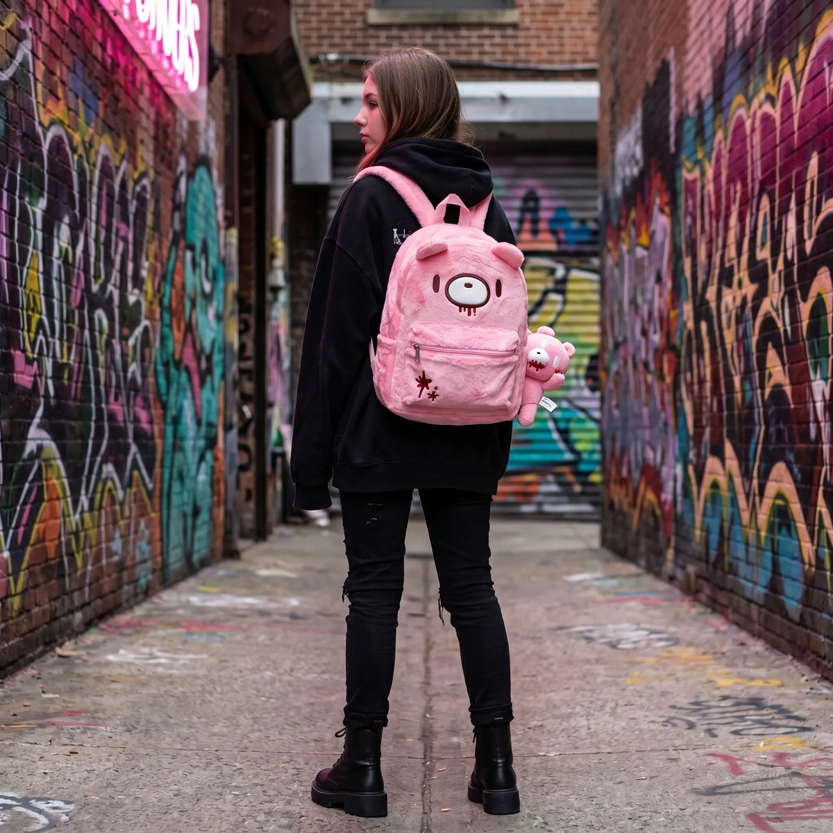 Beer Knuffel Rugzak | Ruime Pluche Schooltas met Borduursel De Knuffel