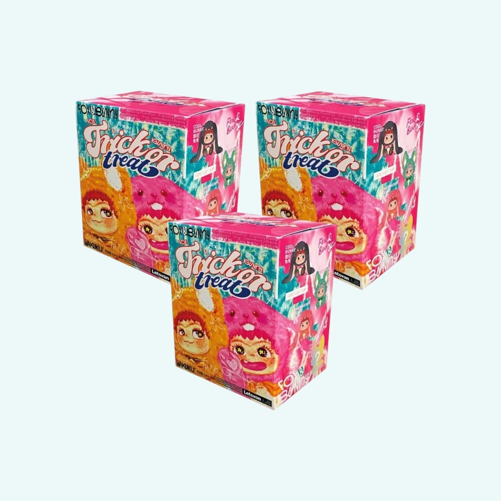 Blind Box Wakuku Vos en Konijn in Kleurrijk Kostuum De Knuffel set-van-3
