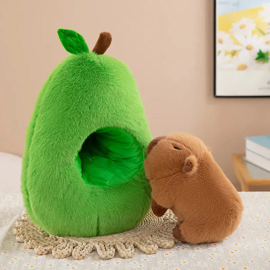 Capybara in Avocado Knuffel 35 of 45 cm | Kawaii Kussen De Knuffel