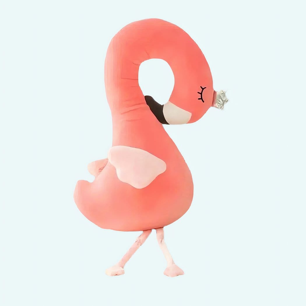 Flamingo Knuffel Kussen Roze Met Kroon En Uitgespreide Vleugels De Knuffel