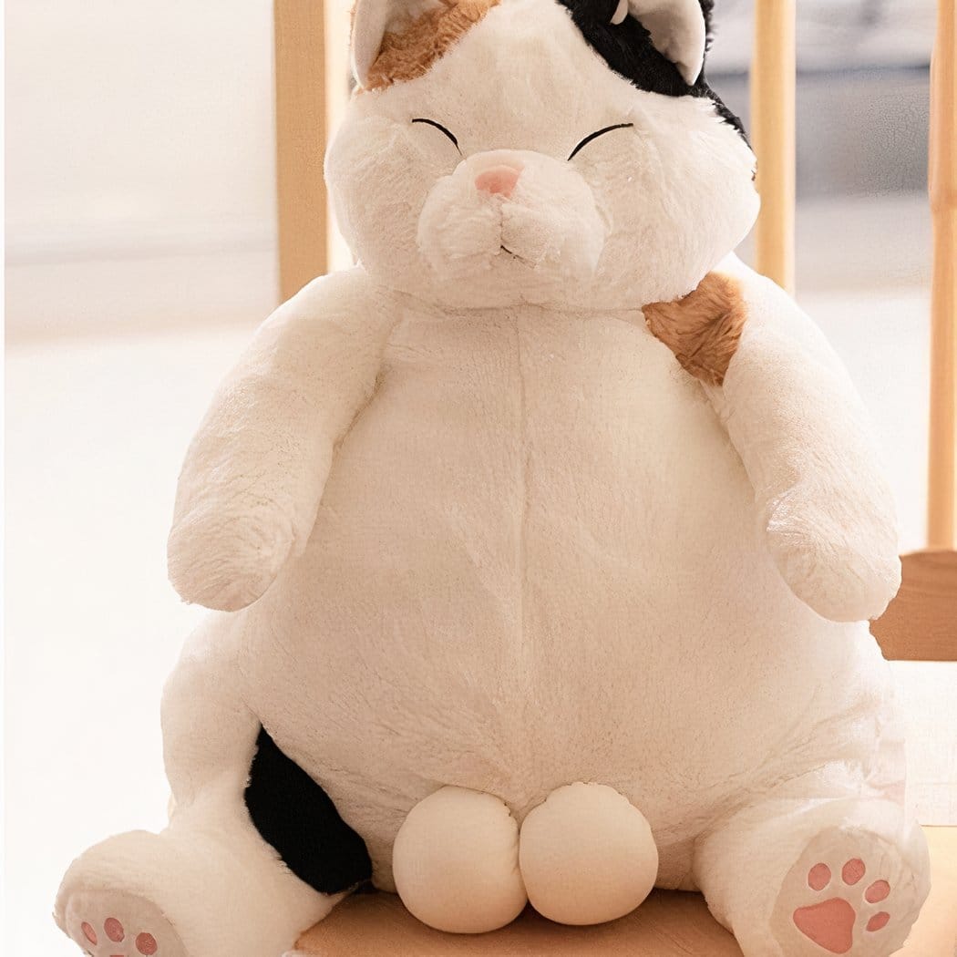 Grote Witte Kat Knuffel Met Zijdezachte Vacht En Speelse Vlekken De Knuffel