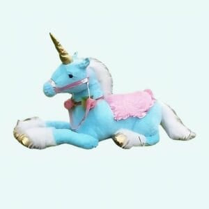 Grote Witte Knuffel Eenhoorn Paard Met Goudkleurige Hoeven De Knuffel