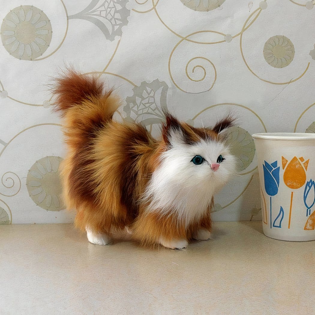 Kattenknuffel Met Lange Vacht Zacht Ultra Realistisch Voor Baby's De Knuffel Model 4