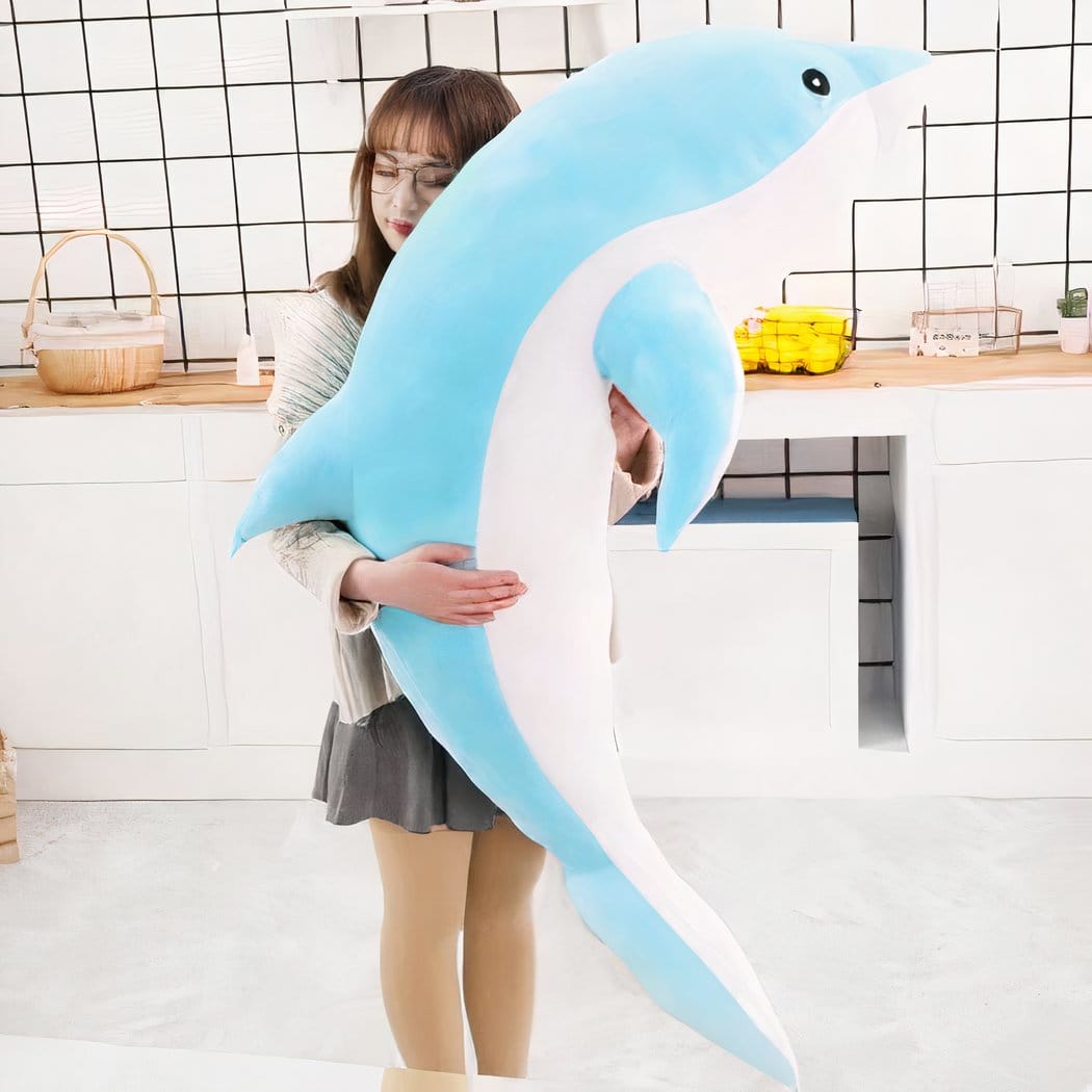 Knuffel Dolfijn Schattig Zachte Pluche Knuffel in Verschillende Kleuren De Knuffel blauw / 100cm