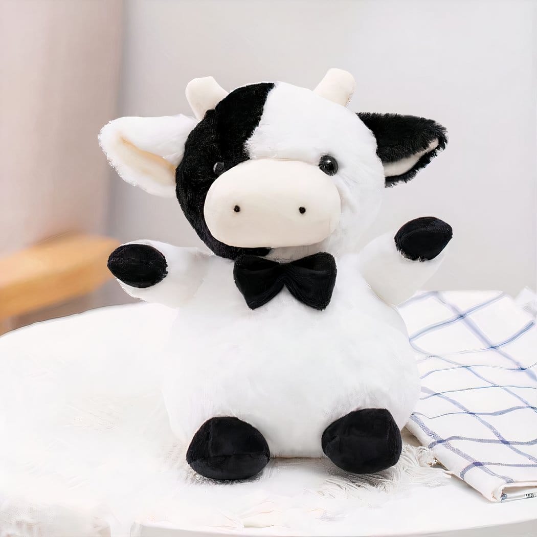 Knuffel Koe Gentleman Met Zachte Lange Vacht Voor Rustige Avonden De Knuffel gentleman-koe