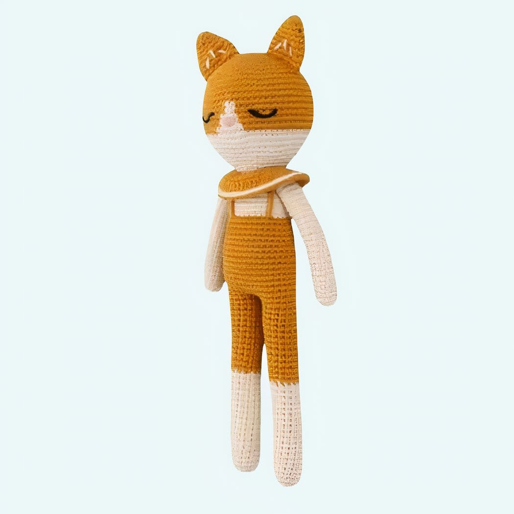 Knuffel Tricot Kat Zachte Gebreide Textuur Troostknuffel 21 Cm De Knuffel