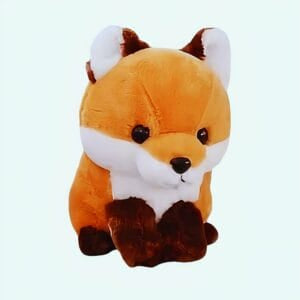 Knuffel Vos met Grote Zwarte Ogen en Roze Accenten De Knuffel