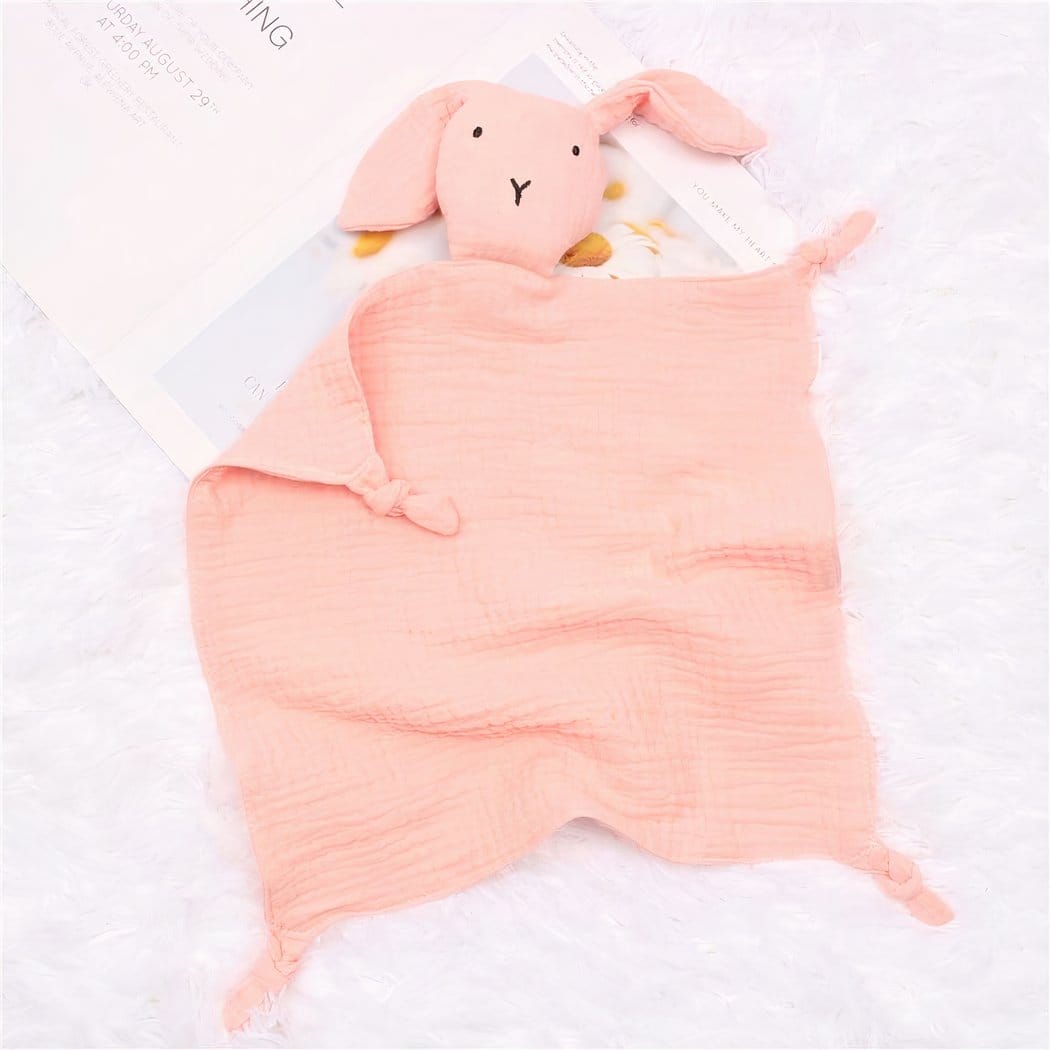 Knuffeldoekje Konijn van Katoen en Mousseline voor Baby's De Knuffel roze