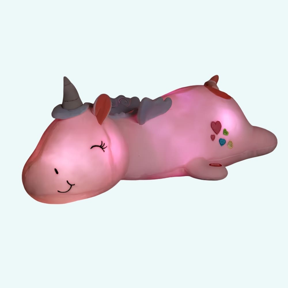 Nachtlampje Eenhoorn Knuffel Lichtgevend Met Regenboog LED De Knuffel roze