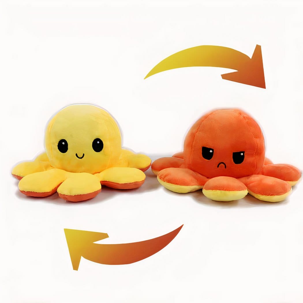 Omkeerbare Octopus Knuffel Met Twee Gezichten De Knuffel geel