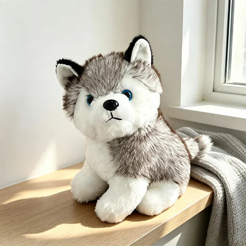 Realistische Husky Knuffel 24 cm | Levensechte Puppy De Knuffel