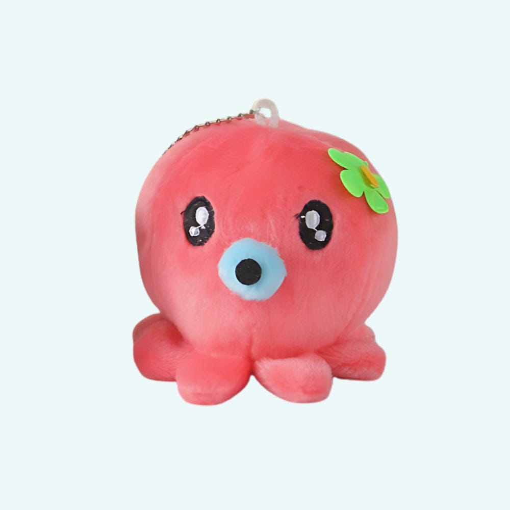 Rode Knuffel Octopus Sleutelhanger Van Pluche 7 cm De Knuffel
