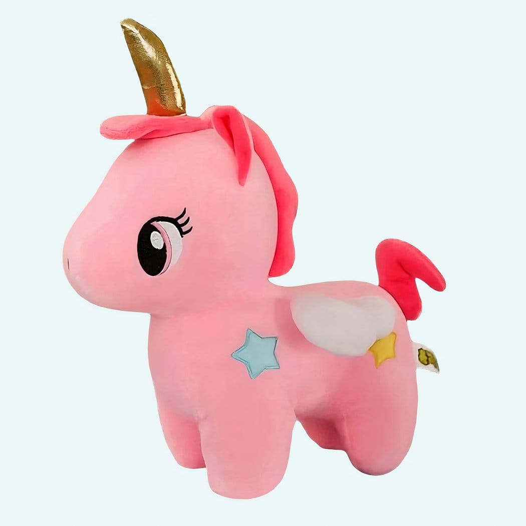 Roze Knuffel Eenhoorn Met Gouden Hoorn Voor Kinderen Vanaf 3 Jaar De Knuffel 10cm