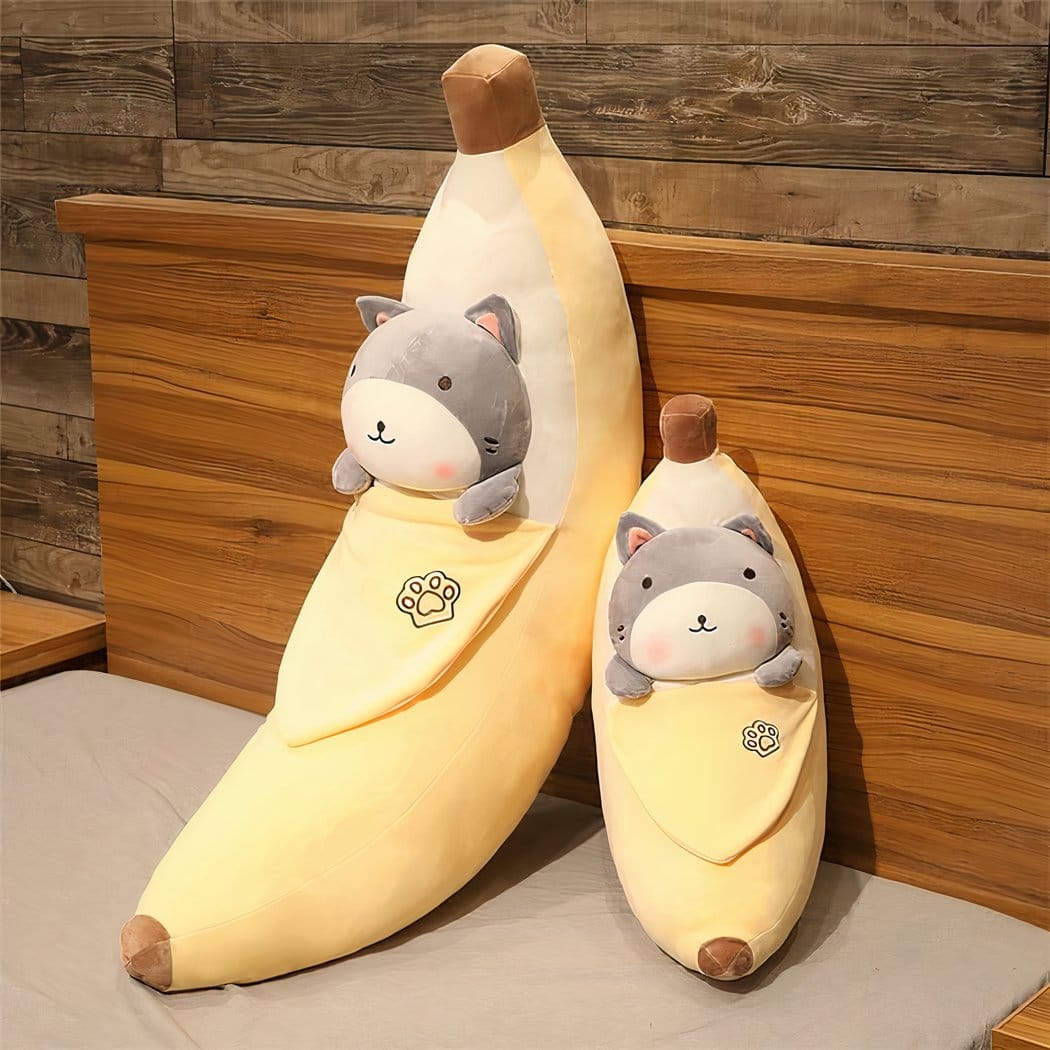 Shiba Inu Knuffel in Banane Vorm Ultra Zachte Polaire Stof De Knuffel
