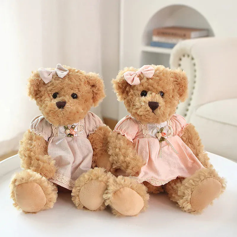 Teddybeer Koppel Set van 2 | 26 cm Beertjes met Jurk, 14 Modellen De Knuffel Model 15