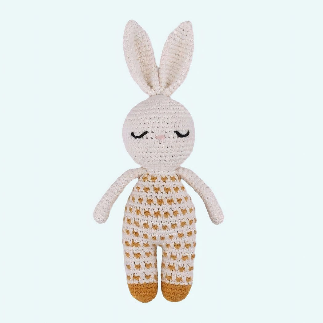 Tricot Knuffel Konijn 21 Cm Handgebreid Van Biologisch Katoen De Knuffel