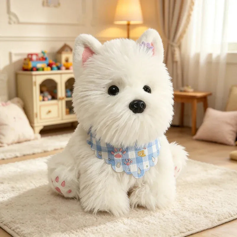 Westie Knuffel met Slabbetje 25 of 32 cm | Wit of Bruin De Knuffel Wit 32 cm