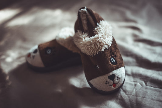 brown-and-white fur-line shoes