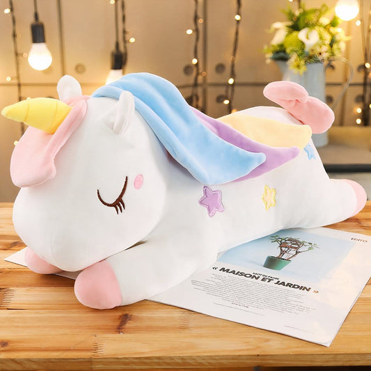 1 Meter Hoge Knuffel Eenhoorn Met Slaapkussen Voor Kinderen De Knuffel wit / 100cm