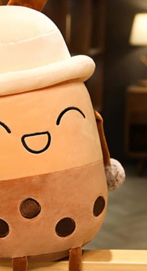 Zachte Knuffel Bubble Tea Boba Lachend in Parelvorm De Knuffel