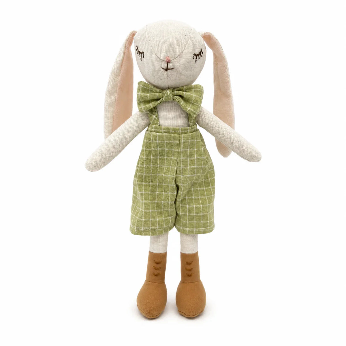 Konijn Knuffel Familie Set | Moeder met Kindjes in Ruitjesjurk