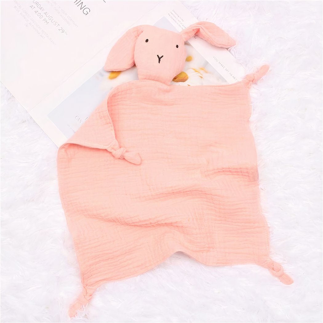 Doudou lapin en coton et mousseline pour bébé