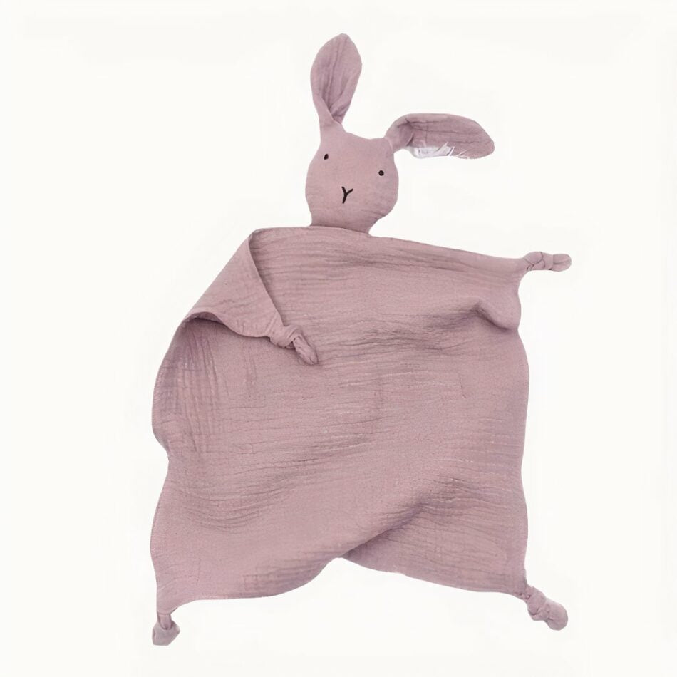 Doudou lapin en coton et mousseline pour bébé