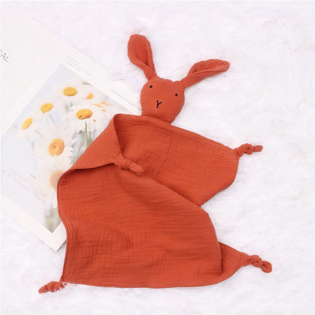 Doudou lapin en coton et mousseline pour bébé