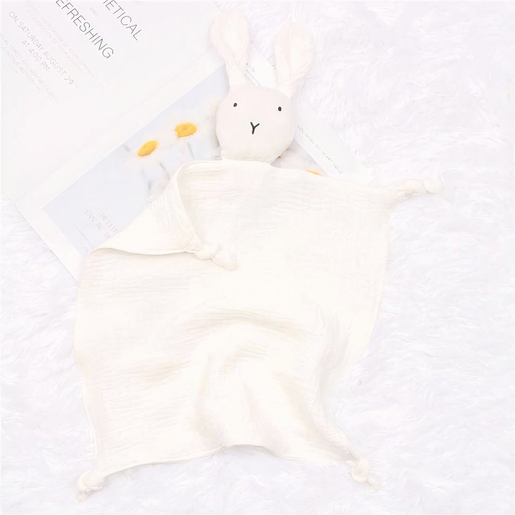 Doudou lapin en coton et mousseline pour bébé