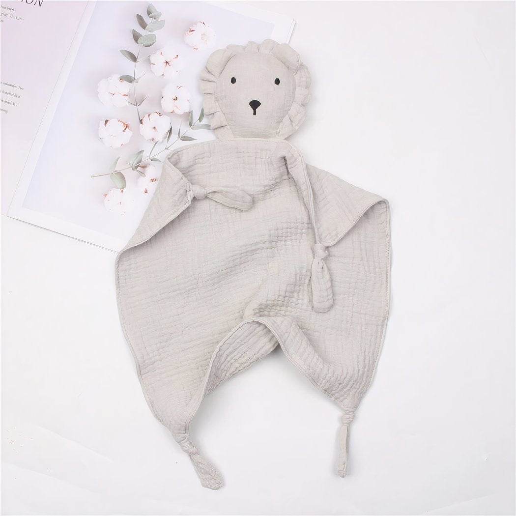 Doudou lion en mousseline et coton