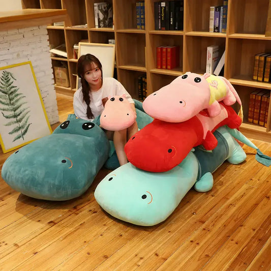 XXL Nijlpaard Knuffelkussen 100 tot 150 cm | 4 Kleuren De Knuffel