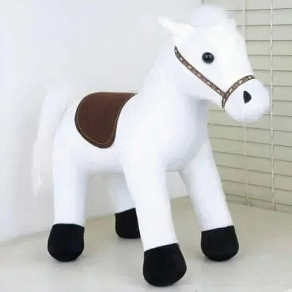 Witte Knuffelpaard 35 cm Met Zachte Vacht En Zijden Manen De Knuffel
