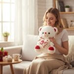 Roze en Witte Knuffelbeer Love Valentijnscadeau De Knuffel