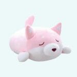 Roze Kawaii Knuffelhond met Gesloten Ogen De Knuffel