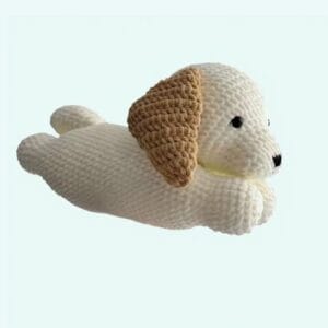 Handgemaakte Crochet beer met felrood hartje De Knuffel