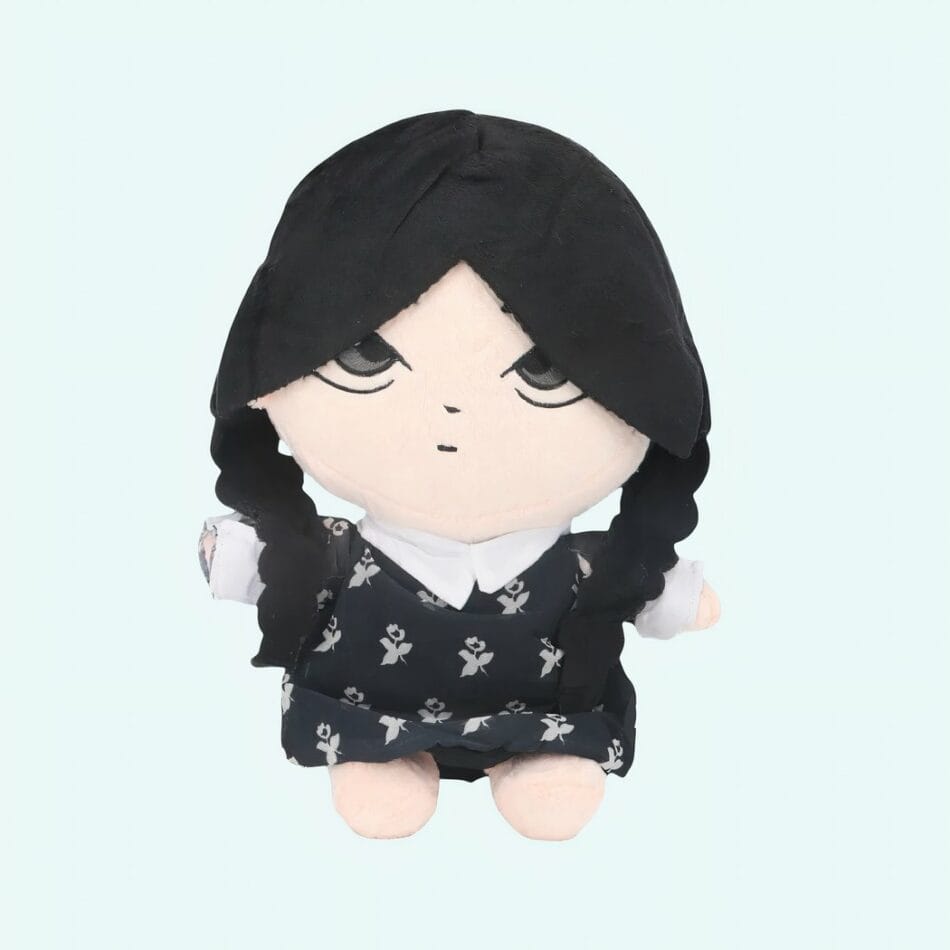 Mercredi Addams Knuffel Zacht 25 cm Nevermore Zwart Jurkje De Knuffel
