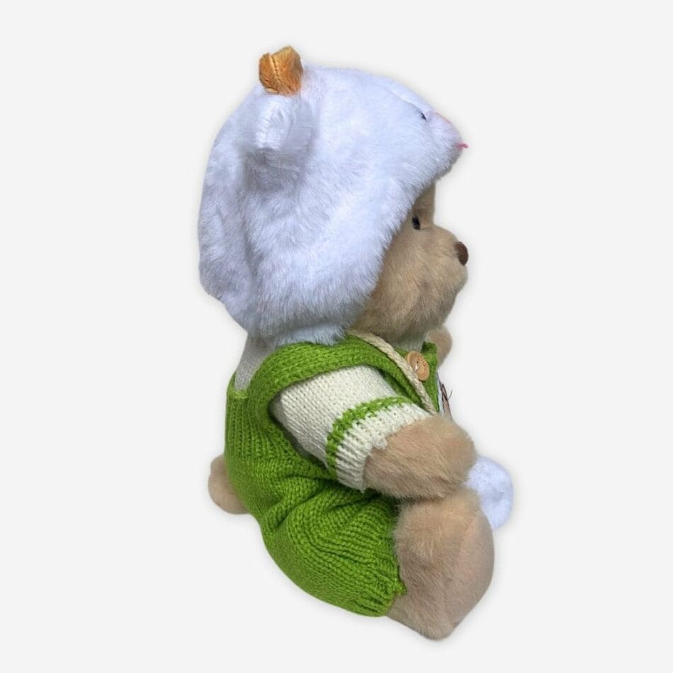 Nino Knuffelbeer Groene Gebreideoutfit Handgemaakt Capuchon Bretels De Knuffel