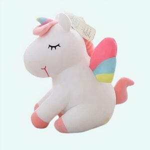 Zachte Eenhoorn Knuffel Met Blauwe Regenboog Accent De Knuffel