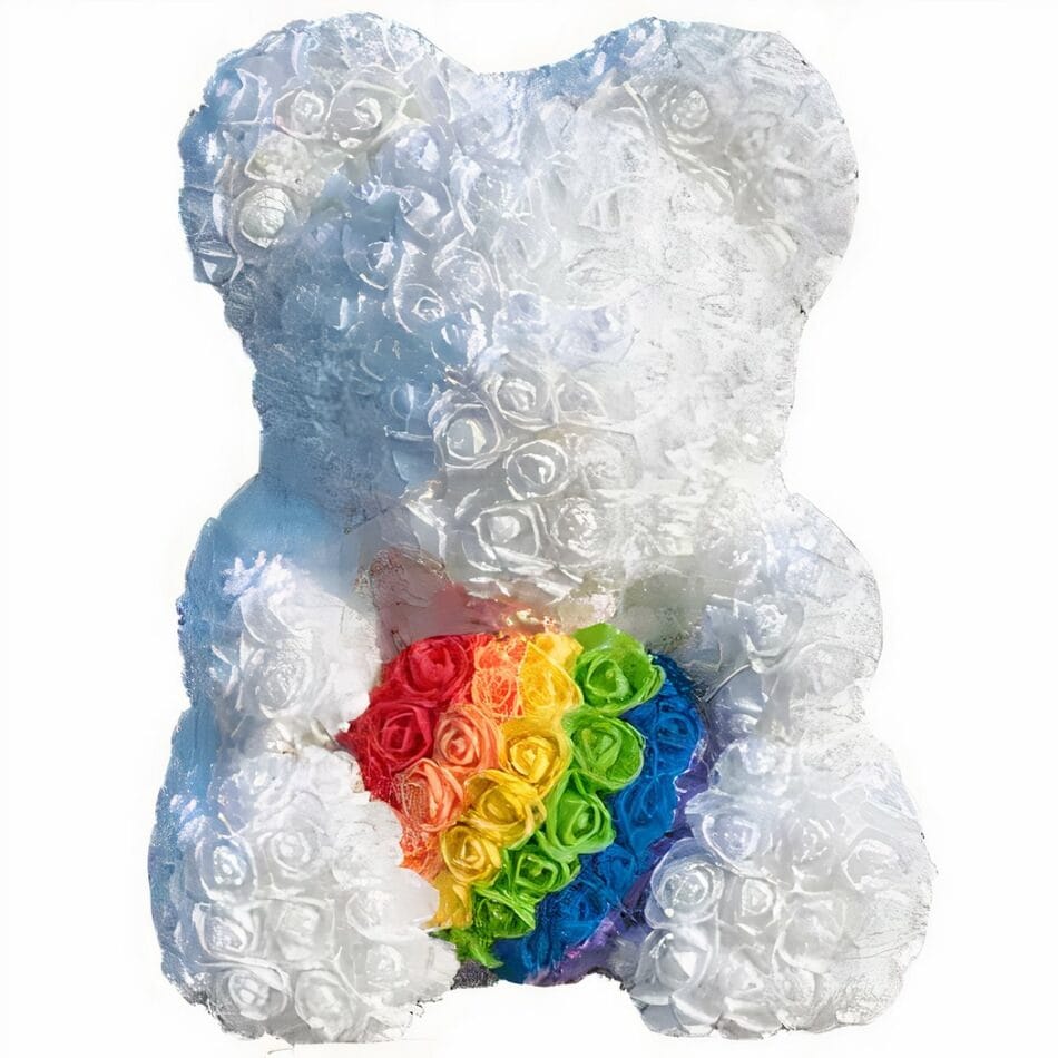 Valentijn Knuffelbeer Regenboogpatroon 40 cm Zachte Materialen De Knuffel