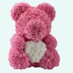 Knuffelbeer met Roze Textielrozen 40 cm Valentijnscadeau De Knuffel