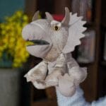 Zachte Knuffel Handpop Dinosaurus van Katoen De Knuffel