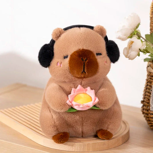 Capybara met Lotusbloem Knuffel 25 cm