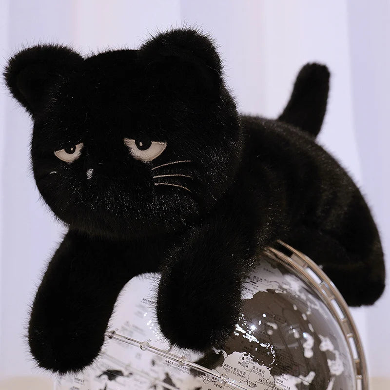 Zwarte Kat Knuffel met Hangende Oogjes