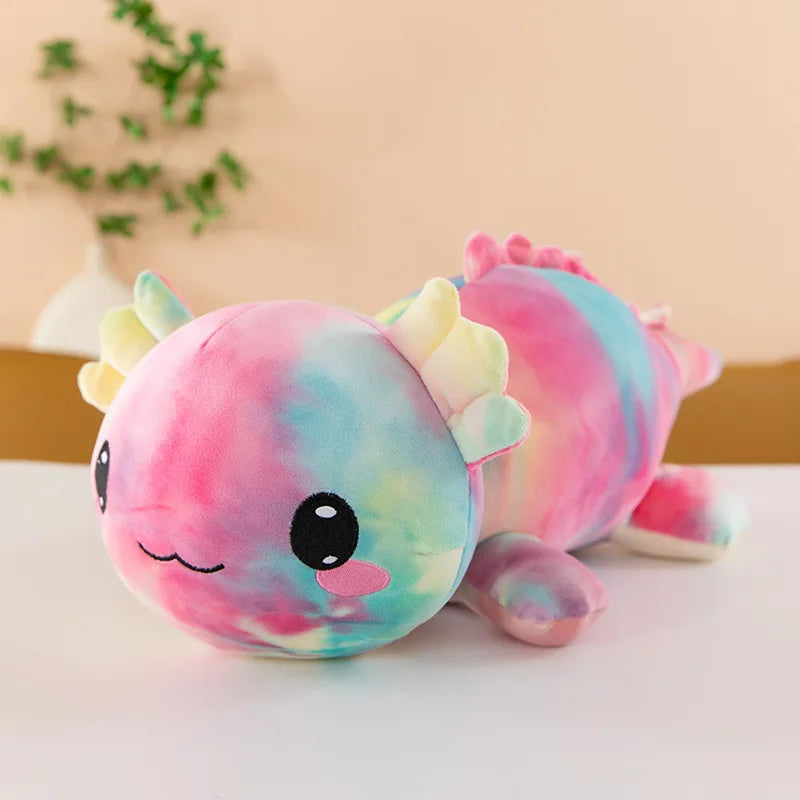 Axolotl Knuffelkussen | Paars of Kleurrijk Kawaii Salamander