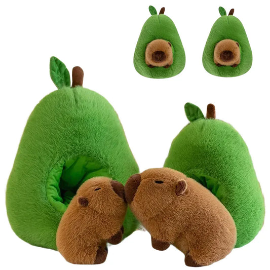 Capybara in Avocado Knuffel 35 of 45 cm | Kawaii Kussen De Knuffel