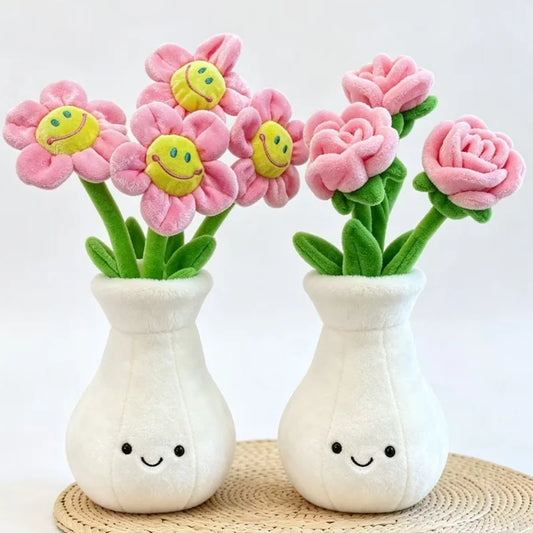 Pluche Bloemen in Vaasje